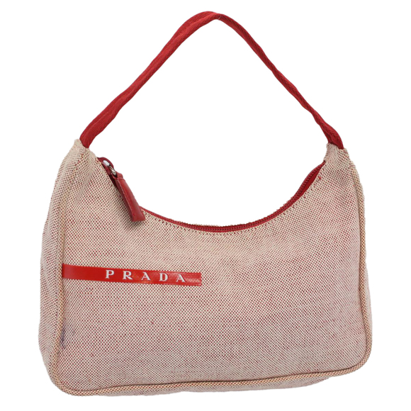 PRADA Hand Bag Canvas Gray Red Auth bs9757 - Picture 1 of 16